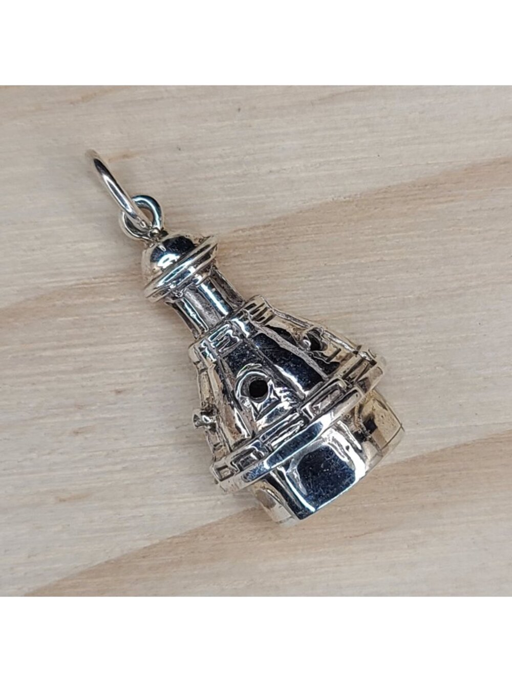 Vtg Sterling Silver Apollo Capsule Pendant Charm Vintage Spacecraft Design 1"